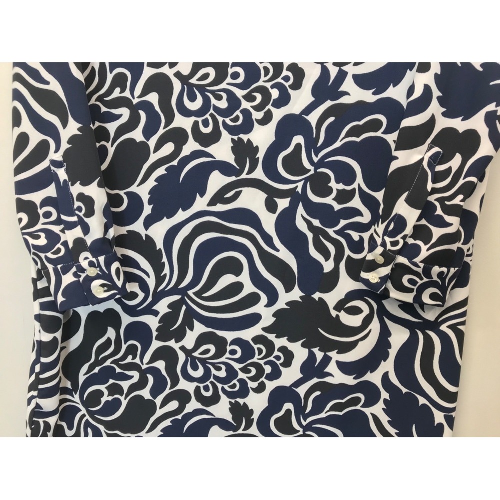 LOFT Shift Dress Women's Size M Long Sleeve Black White Navy Floral - Picture 6 of 8